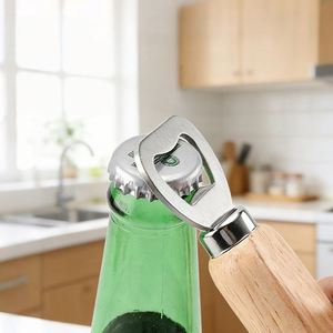 Ouvre-bouteille classique en bois avec logo personnalisé, manche en bois naturel rond, ouvre-capsule de vin - Product Image 3