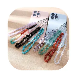 Nouveautés cristaux graviers guérison pierres précieuses accessoires natur coloré mélangé quartz cristal puces téléphone porte-clés pour cadeau