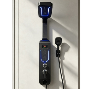 Smart Digital LED Shower Panel 304 Stainless Steel Rain Shower With Temperature Control Massage Function Black Series - Product Image 2