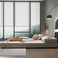 Lit plateforme moderne en tissu Mobilier de chambre à coucher élégant Matelas pour lit double 200*200 Chats Lit fenêtre