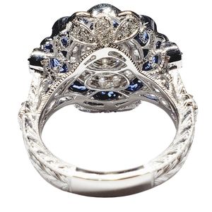 แหวนหมั้นเพชรแซฟไฟร์สีทองสีขาวทึบ18K สำหรับผู้หญิงเครื่องประดับจากผู้ผลิตจีนออกแบบได้ตามต้องการ - Product Image 3