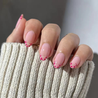 Lot de 24 faux ongles de luxe, style français naturel simple, semi-artisanaux, fabriqués à la machine, pour collection de doigts courts