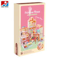 Set Perabot Rumah Boneka Mainan dengan Lampu dan Semprotan Mini Villa Mainan untuk Rumah Boneka Mewah