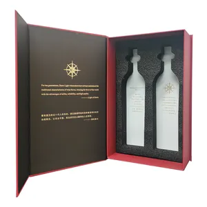 Tùy chỉnh rượu vang sang trọng Logo dập nổi cứng nhắc các tông Whisky hộp từ cho chai rượu vang duy nhất