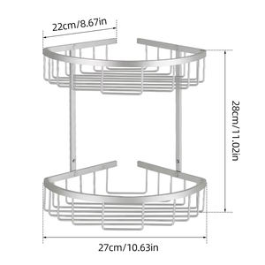 Étagère d'angle de douche en aluminium antirouille à 2 niveaux, sans perçage, murale, pour articles de toilette, shampoing et savon - Product Image 5