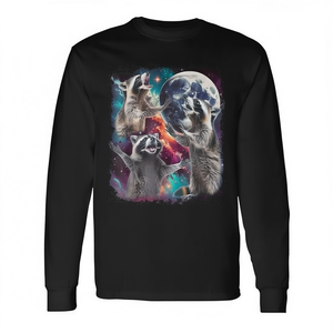Camiseta de manga larga con diseño de mapaches que ronquen al luna para amantes de los animales - Product Image 2