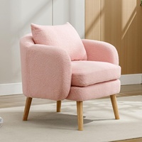 LT Tissu de haute qualité Moderne Simple Teddy Velvet Fauteuil de loisirs Chaise longue à dossier haut Chaise à coussin épais