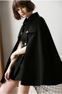 Christmas Plus Szie Autumn <strong>Winter</strong> <strong>Coat</strong> Woman Lapel Double Breasted Loose Red Women Short <strong>Cape</strong> <strong>Coat</strong> - Product Image 5