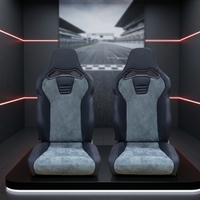 Siège sport universel réglable JBR9023 en PVC noir et daim rouge, glissière universelle pour voitures de course 3 portes, simulateur de course, cockpit, non étanche