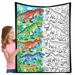 Manta de Colorear con Diseño de <span class=keywords><strong>Dinosaurios</strong></span>, Manta de Arte Prehistórico para Colorear con Marcadores, para Dormitorio, Sofá, Regalo DIY - Product Image 5