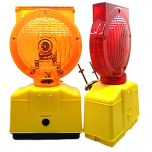 Solar Powered Amber ABS Material Construction Site Roadworks Traffic Safety Warning Blinker Lamp Light