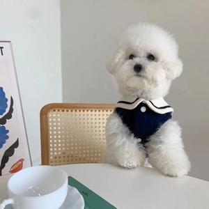 Navy collar vest, summer thin style, dog <b>clothes</b>, <b>cat</b> pet, Teddy, Bichon Frise, Pomeranian, small puppy, spring and autumn. - Product Image 4