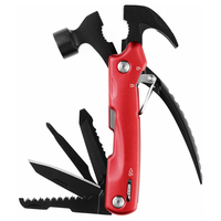 Poignée en aluminium à revêtement noir de haute qualité Outil multiple de sauvetage tactique OEM Marteau de survie en plein air personnalisable avec griffe