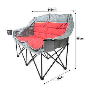 เก้าอี้สองที่นั่งพับได้แบบพกพาพร้อมที่วางแก้วโครงสแตนเลสเก้าอี้ทรงดวงจันทร์สำหรับการเดินป่ากลางแจ้ง - Product Image 5