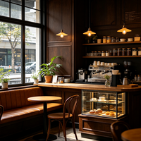 Meuble de bar à café en bois massif sur mesure de luxe / design d'intérieur haut de gamme