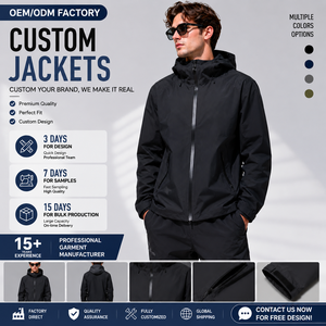 Giacca Outdoor da <span class=keywords><strong>Uomo</strong></span> Nera Impermeabile e Traspirante con Cappuccio, Cuciture Sigillate e Tasche con Zip - Product Image 1