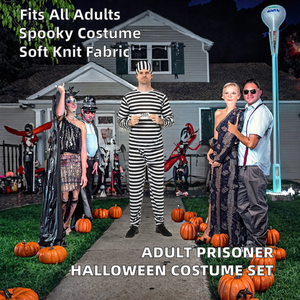 Conjunto de Disfraz de Prisionero Adulto, Atuendo de <span class=keywords><strong>Recluso</strong></span> a Rayas para Halloween, Cosplay, Fiesta Temática - Product Image 3