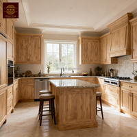 Meubles de cuisine en bois massif sur mesure, style européen de luxe, armoires classiques en chêne, ensemble complet, fabrication chinoise, villa de campagne