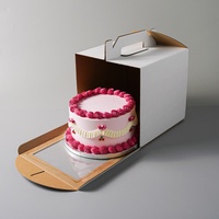 Boîte à gâteau transparente Sunshine Cheese avec poignée, style dossier en carton, recyclable, taille et couleur personnalisables, emballage alimentaire