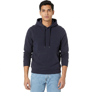 Pullover Cotton Polyester Mens <b>Brushed</b> <b>Back</b> Reverse Fleece Hoodies with Contrast Stitch Men Hoodie - Product Image 1