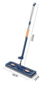 Fregona de <span class=keywords><strong>limpieza</strong></span> de suelo de baldosas lavable DS3003, fregona de microfibra de 42 pulgadas con mango de acero inoxidable, fregona plana de secado húmedo manos libres - Product Image 2