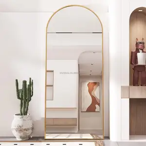 사용자 정의 크기 및 모양 금속 합금 프레임 전체 길이 거울 무료 서있는 바닥 스탠드 드레싱 거울 디자인