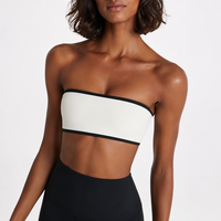 Soutien-gorge de sport bandeau pour femme avec logo personnalisé, coussinets intégrés, élastique et doux, bordure color-block