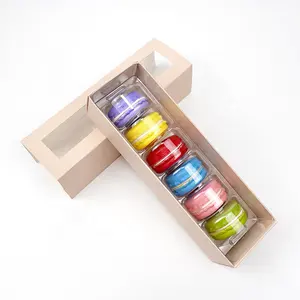 Wholesale 6 macaron biscuits paper drawer gift box set with clear window