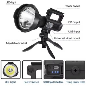 New High Power <strong>Flashlight</strong> LED Portable Mountable <strong>Bracket</strong> Handheld Searchlight USB Rechargeable Spotlight Waterproof Torch Light - Product Image 5