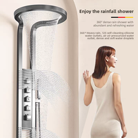 Ensemble de douche mural rond noir en acier inoxydable avec mitigeur, effet cascade, pour salle de bain, de qualité supérieure
