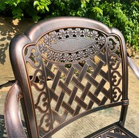 Ensemble de table et chaises de jardin en alliage d'aluminium moulé empilables pour patio, jardin, villa et balcon, meubles d'extérieur