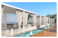Pavillon moderne en aluminium sur mesure OEM/ODM avec toit à lames orientables électriques, couleur personnalisée, LED pour jardin, extérieur