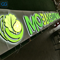 Enseigne personnalisée rétroéclairée par LED, lettres en métal doré 3D, logo lumineux, enseigne pour entreprise, intérieur/extérieur, publicité pour magasin