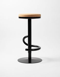 Contemporary Ergonomic Ottoman with Modern Wooden Top and Iron Leg Versatile Space-Saving <b>Stool</b> for Living Room or Office - Product Image 1