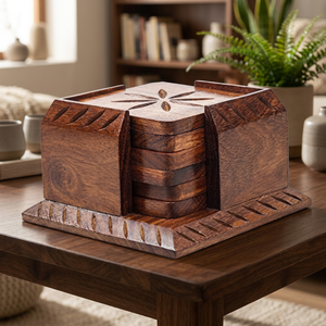 Ensemble de sets de table ronds en bois de style bohème, écologiques et de haute qualité, épaisseur 10 mm, plusieurs tailles (400-550 mm), décoration d'intérieur durable BS - Product Image 1