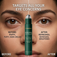 Suero Contorno de Ojos con Cafeína de Marca Privada Personalizada, Rodillo Antiojeras, Gel con Vitamina C y Péptidos para Debajo de los Ojos