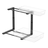 Évier en acrylique avec support de rangement pour produits de nettoyage à hauteur réglable à double niveau, adapté à la salle de bain et à la cuisine