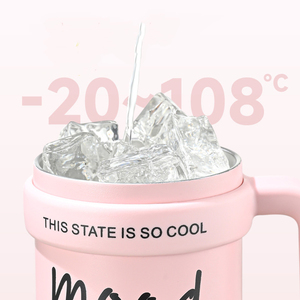 แก้วน้ำเก็บอุณหภูมิ 900 มล. พร้อมหูจับ รุ่น Mood The Cup ผลิตจากสแตนเลส 304  แบบสุญญากาศ  พร้อมหลอดดูด  สำหรับเดินทาง  ใช้ในรถยนต์  สามารถสกรีนโลโก้ได้ - Product Image 2