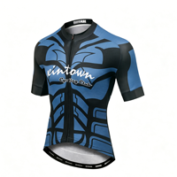 Conjunto de Jersey de Ciclismo Personalizado al por Mayor, Talla Grande, Unisex, Azul y Negro, Manga Corta, Transpirable, de Spandex y Poliéster, para Adultos