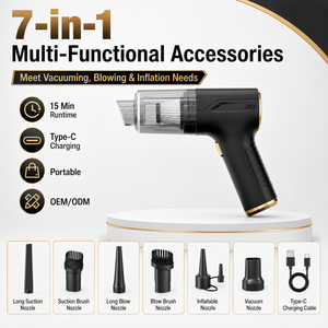 เครื่องดูดฝุ่นแบบมือถือไร้สาย OEM ODM 4000Pa 2 in 1 พร้อมที่เป่าลมขนาดเล็กแบบพกพา ชาร์จไฟได้ ช่องเสียบ Type C สำหรับรถยนต์ - Product Image 4