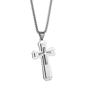 Usine de bijoux religieux uniques, fabrication sur mesure OEM, pendentif en acier inoxydable 316 pour homme, croix de Jésus-Christ en métal - Product Image 6