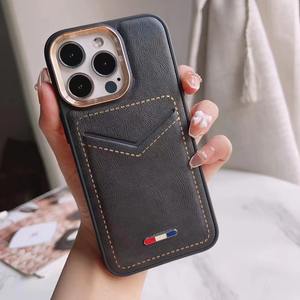 Étui de téléphone portable en cuir de luxe avec fente pour crédit d'identification, couverture arrière du fournisseur d'origine pour iPhone 12 13 14 15 Pro Max Accessoires - Product Image 4