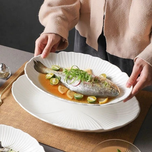 Plato ovalado profundo de cerámica para pescado, apto para lavavajillas, para uso doméstico. - Product Image 2
