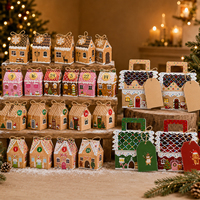 Boîtes de calendrier de l'Avent en forme de maison de pain d'épices de Noël, vides, pour compte à rebours de 24 jours, emballage cadeau pour bonbons et biscuits, avec étiquettes et ficelle