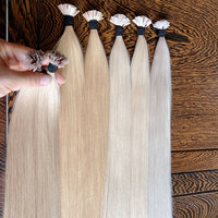 Extensions de cheveux russes à pointes en K, extensions de cheveux Remy à bandes adhésives, kératine brute, super double trame, cuticules alignées, couleur claire, double trame machine