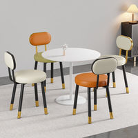 Chaise de salle à manger Bilido de luxe en cuir avec dossier, empilable, moderne, pour cuisine, restaurant, maison, chambre, appartement