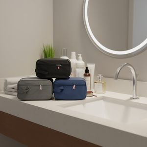 Trousse de maquillage portable pour hommes, 25x14x7,5 cm, capacité moyenne, fermeture à glissière, étui de rangement pour cosmétiques avec poignée latérale - Product Image 2