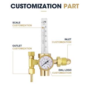 पीतल टिग मिग 0-4000psi आर्गन/co2 वेल्डिंग/कटिंग नियामक सिग्ल/डबल फ्लो मीटर संगत अनुकूलित आउटलेट कनेक्शन के साथ - Product Image 3