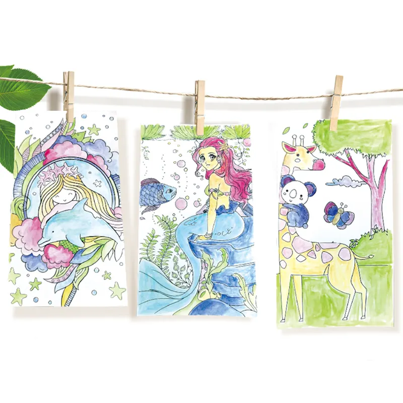 Spielzeug tasche Aquarell Bilderbuch 20 Seiten Wasser malerei Muster buch mit Kunst pinsel geeignet für Mädchen Kinder Kleinkinder