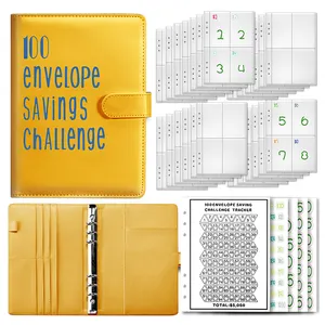Replacement 1-100 Money Pouches Cash Stuffing Clear 25 Sheets 100 Envelopes Money Saving Challenge A5 Ring Binder Inserts